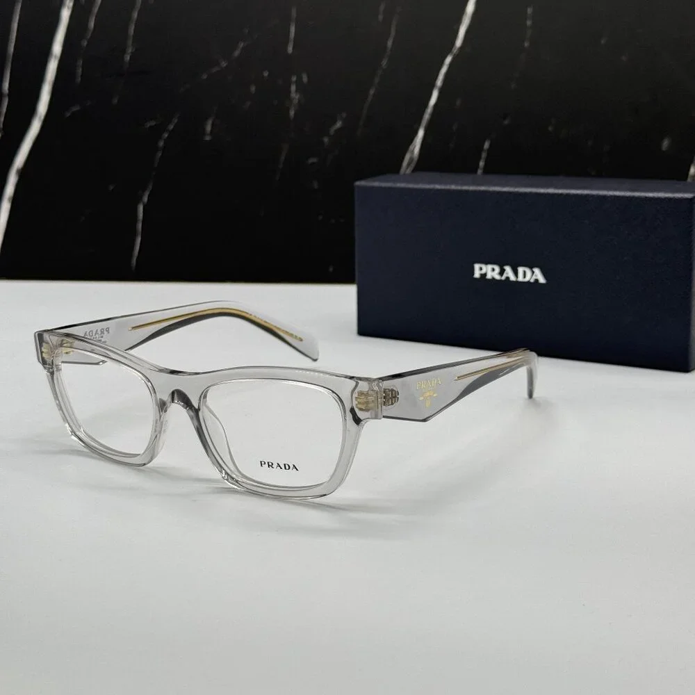 NEW PRADA PRB01V 12R1O1 WOMEN TRANSPARENT GRAY VPR B01 12R1O1 EYEGLASSES